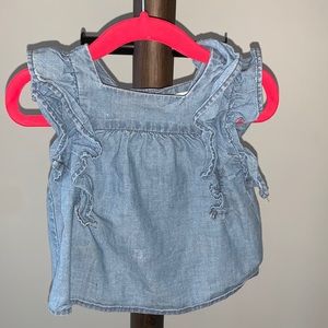 Zara Ruffled Chambray Shirt